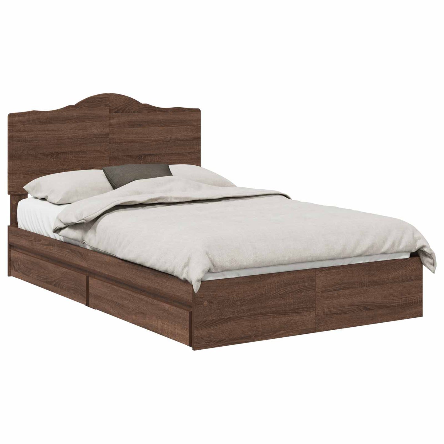 Letto con Contenitore con testiera Rovere Marrone 120 x 200 cm