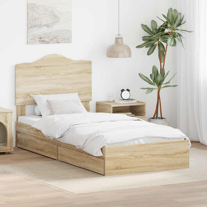 Letto con Contenitore con testiera Rovere Sonoma 100 x 200 cm