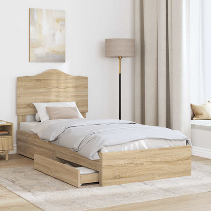 Letto con Contenitore con testiera Rovere Sonoma 100 x 200 cm