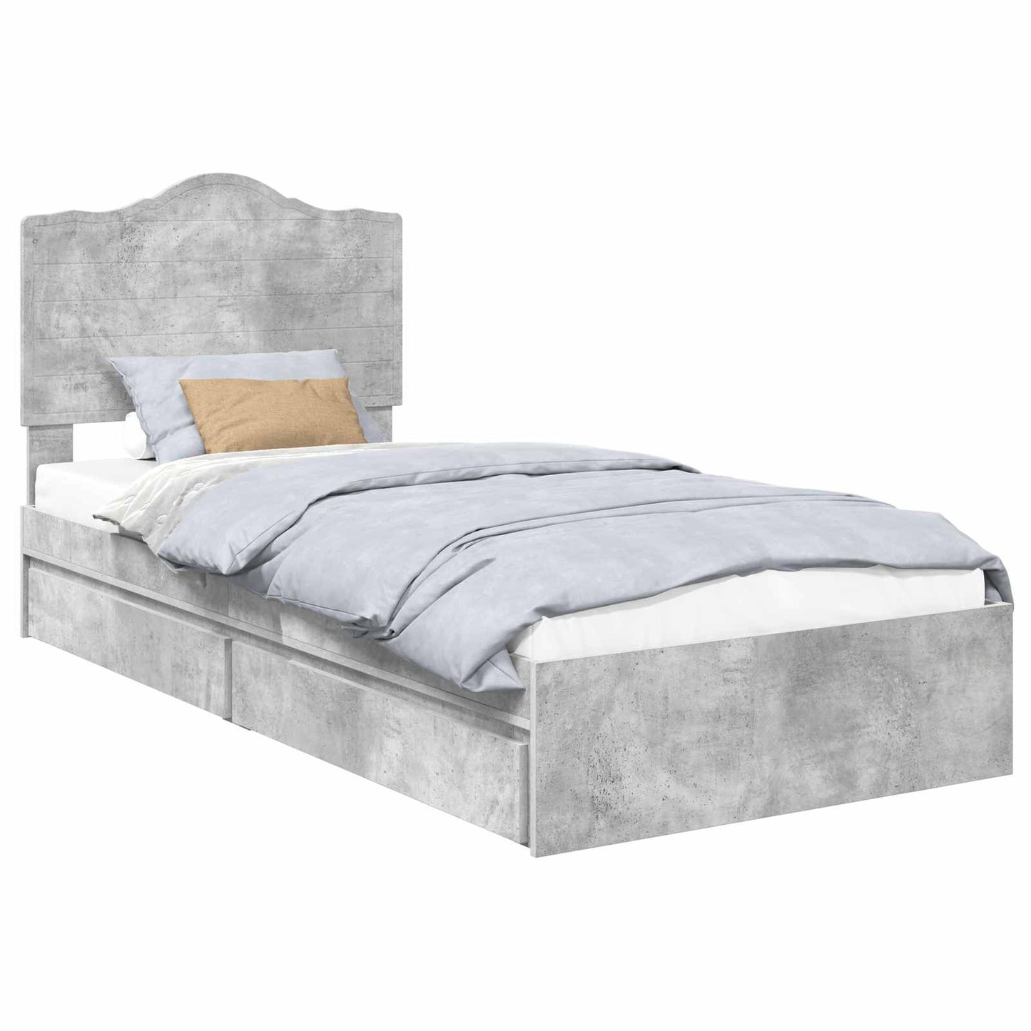 Letto con Contenitore con testiera Grigio cemento 100 x 200 cm