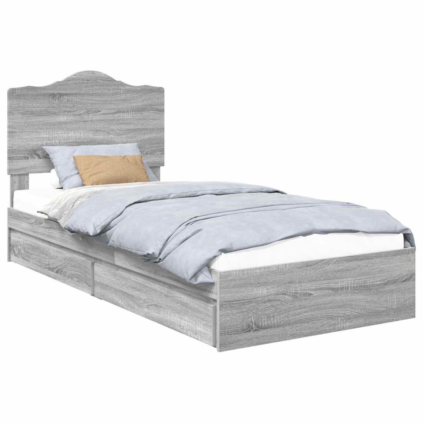 Letto con Contenitore con testiera Grigio Sonoma 100 x 200 cm