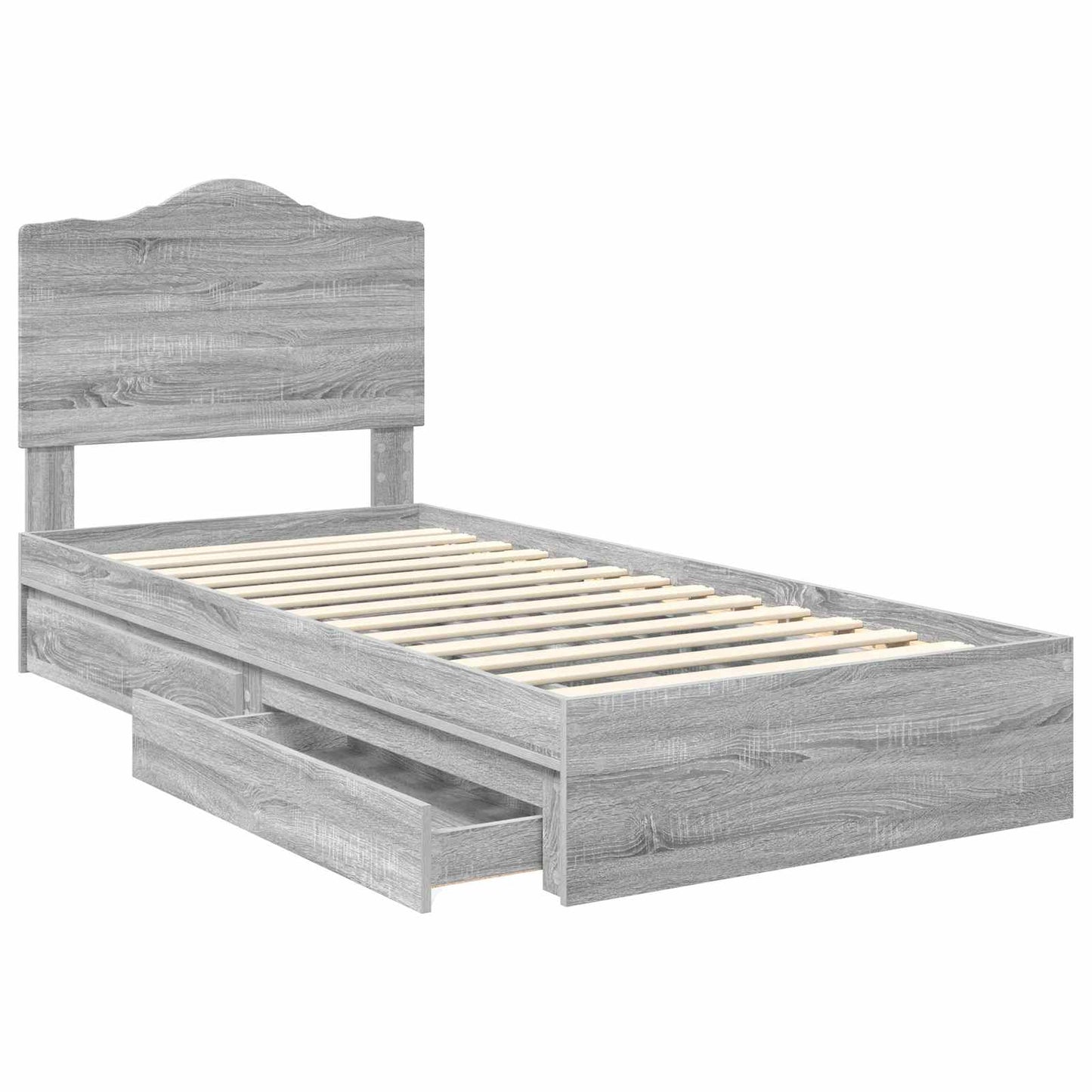 Letto con Contenitore con testiera Grigio Sonoma 100 x 200 cm