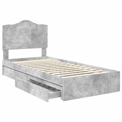 Letto con Contenitore con testiera Grigio cemento 90 x 200 cm