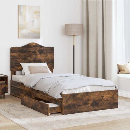 Letto con Contenitore Rovere fumÃ© 90 x 200 cm Legno multistrato
