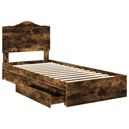 Letto con Contenitore Rovere fumÃ© 90 x 200 cm Legno multistrato