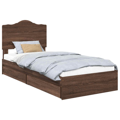 Letto con Contenitore con testiera Rovere Marrone 90 x 200 cm