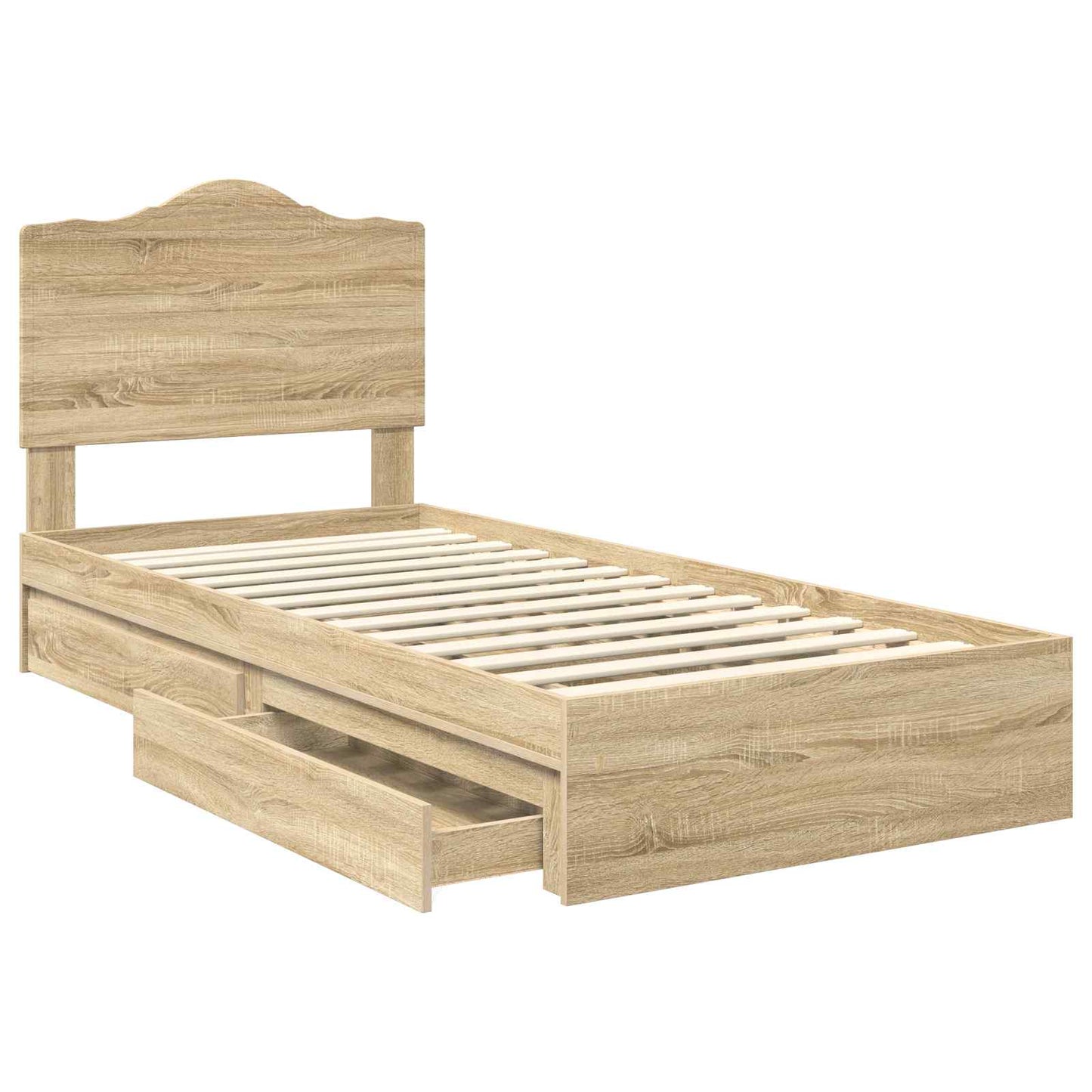 Letto con Contenitore con testiera Rovere Sonoma 90 x 190 cm