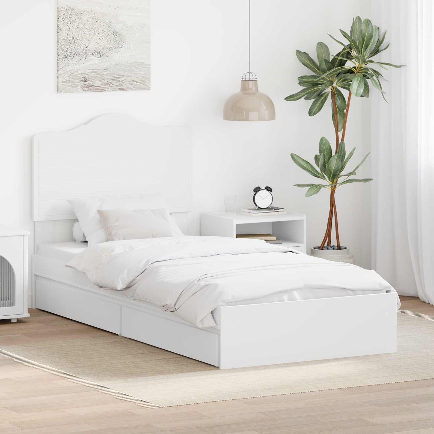 Letto con Contenitore Bianco 75 x 190 cm Legno multistrato