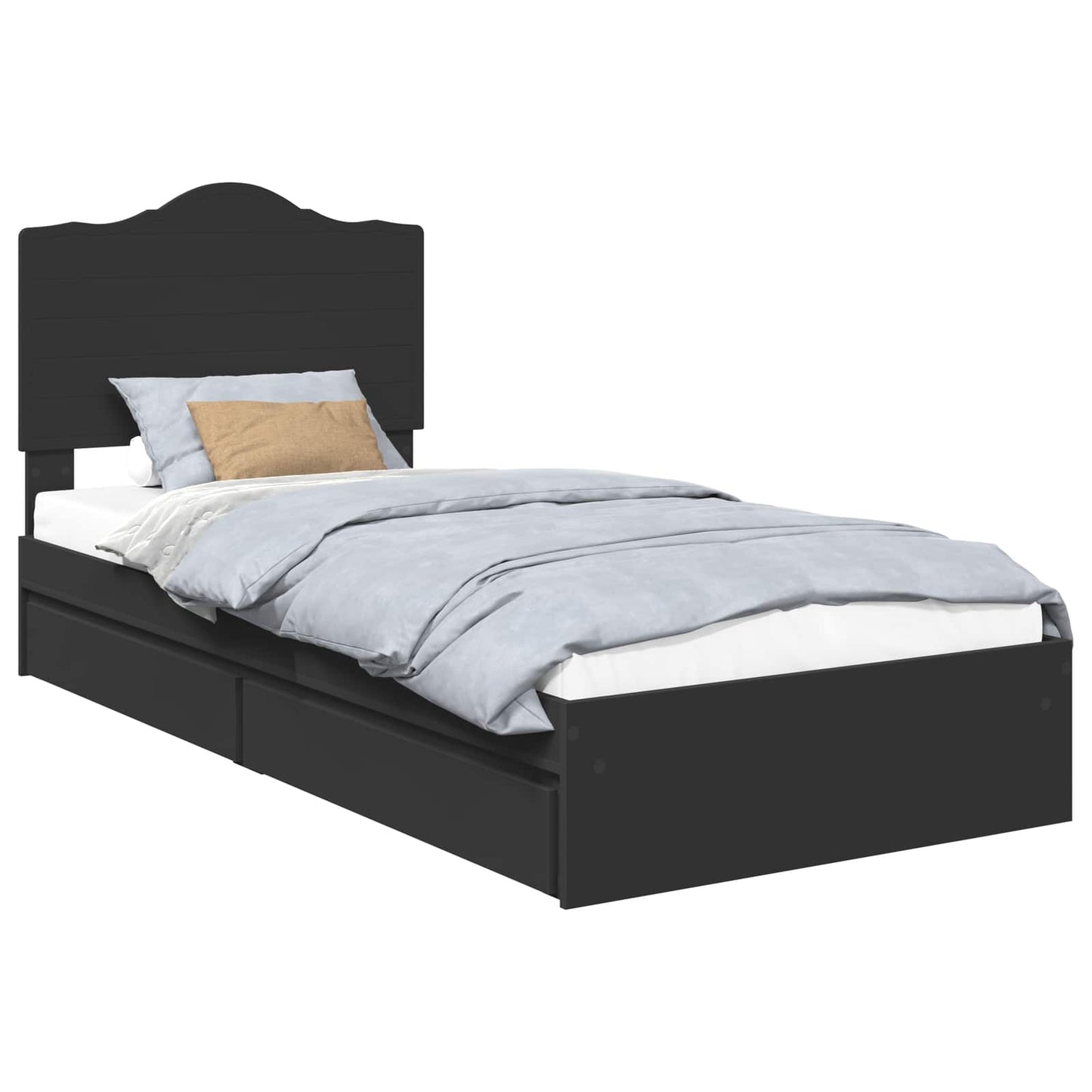 Letto con Contenitore Nero 75 x 190 cm Legno multistrato