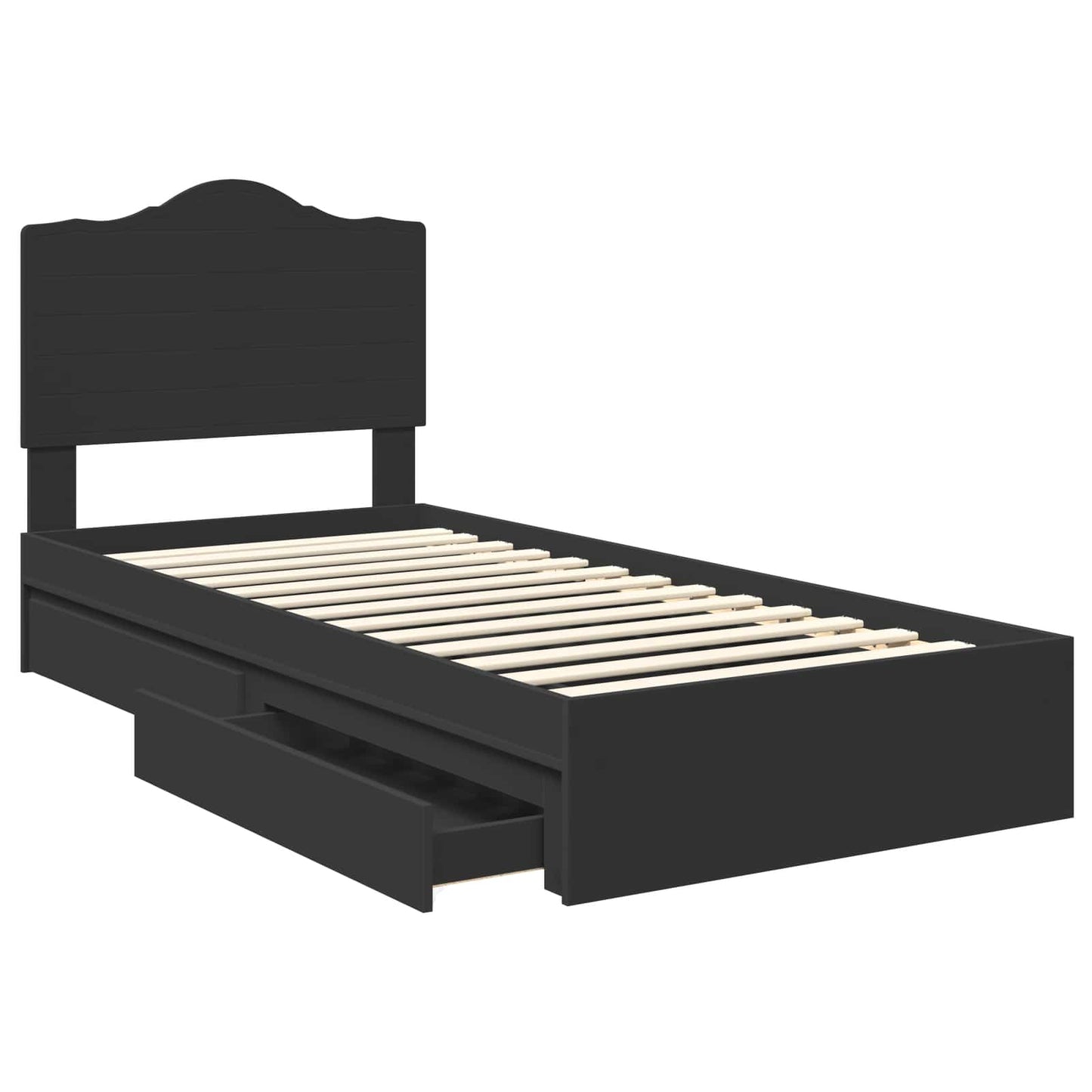 Letto con Contenitore Nero 75 x 190 cm Legno multistrato