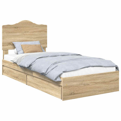 Letto con Contenitore con testiera Rovere Sonoma 75 x 190 cm