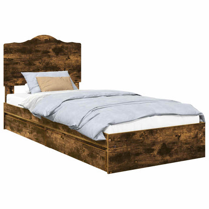 Letto con Contenitore Rovere fumÃƒÂ© 75 x 190 cm Legno multistrato