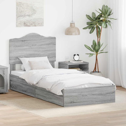 Letto con Contenitore con testiera Grigio Sonoma 75 x 190 cm