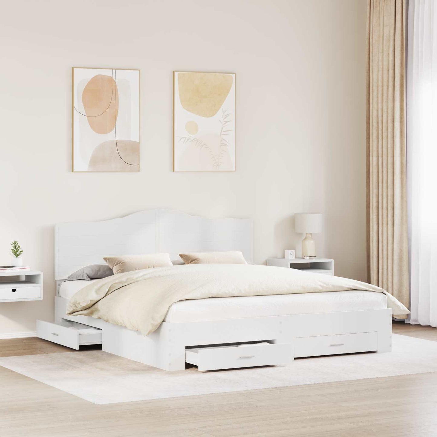 Struttura del letto Bianco 200 x 200 cm Legno multistrato
