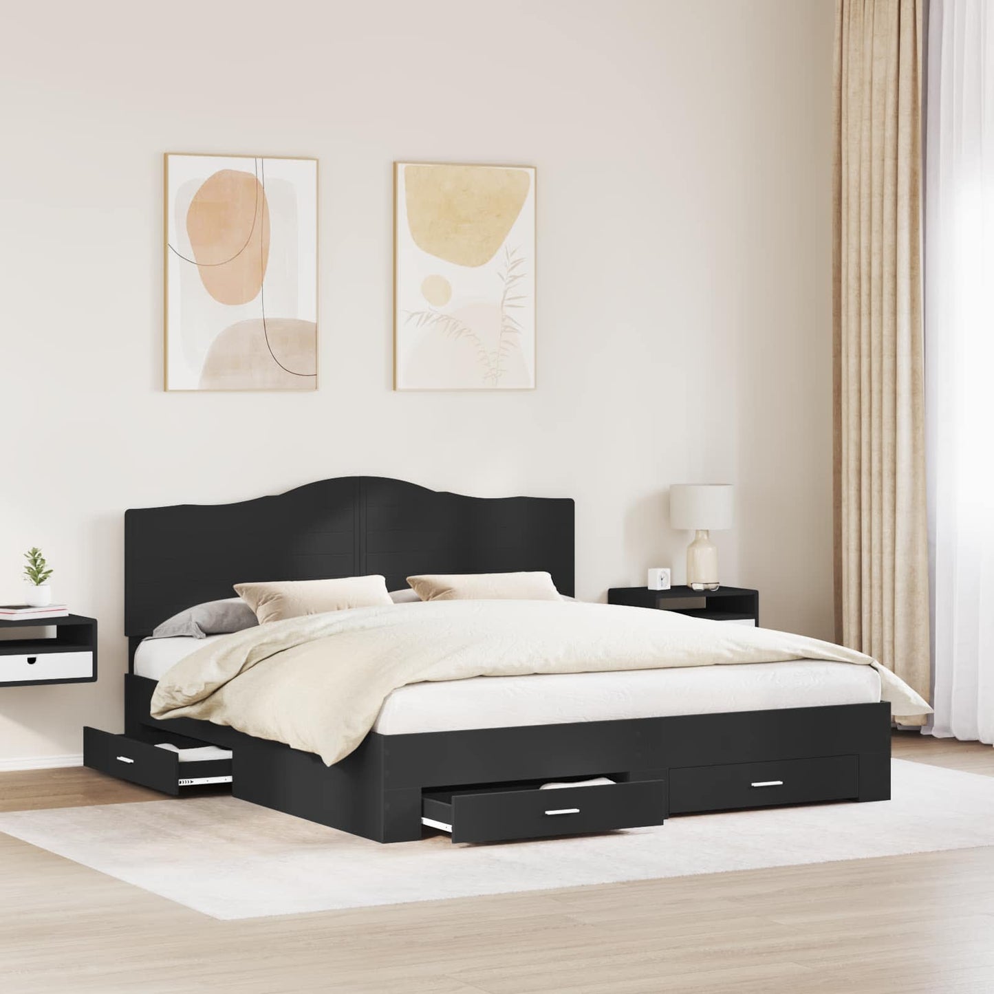 Struttura del letto Nero 200 x 200 cm Legno multistrato