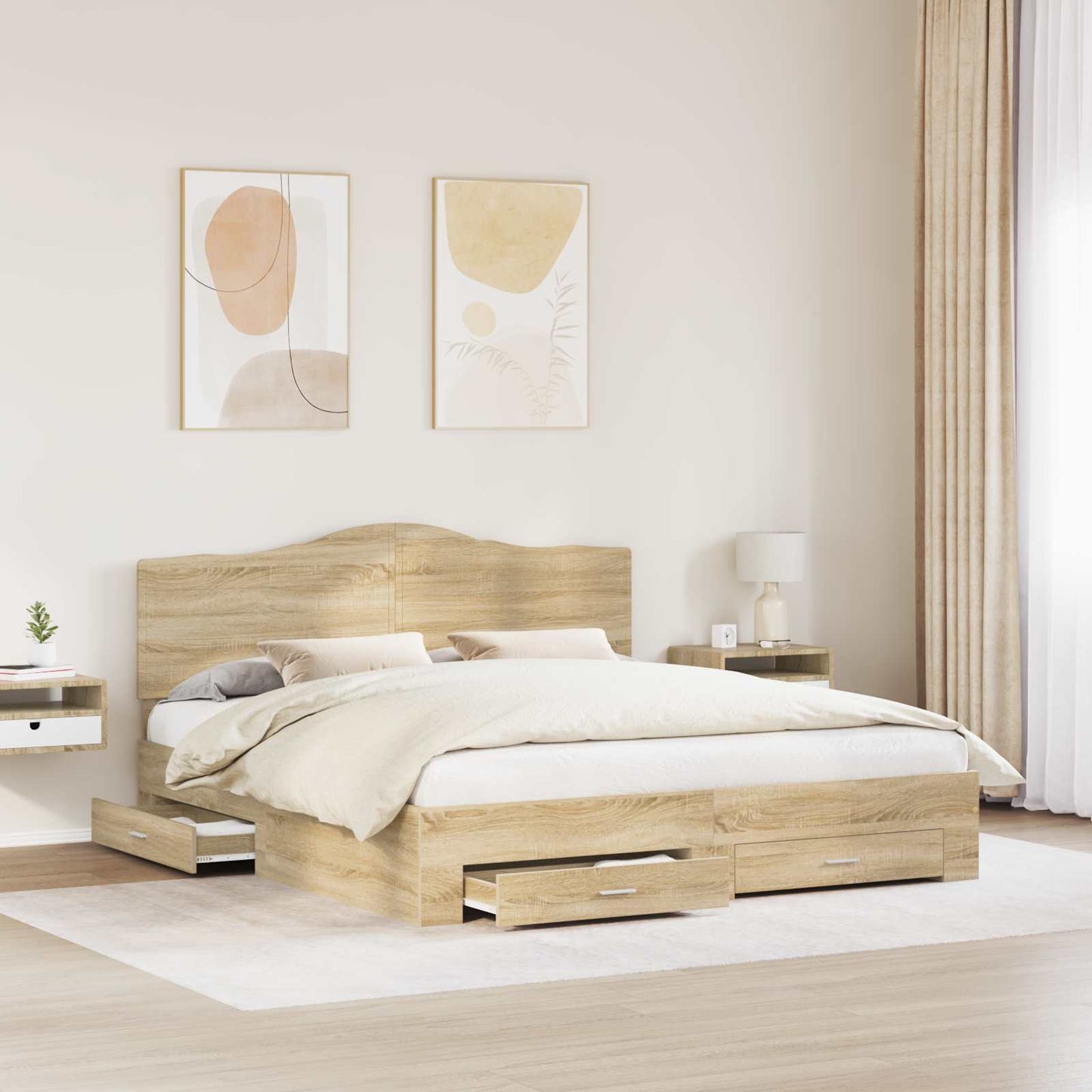 Struttura del letto con testiera Rovere Sonoma 200 x 200 cm