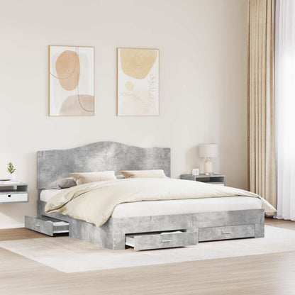 Struttura del letto con testiera Grigio cemento 200 x 200 cm