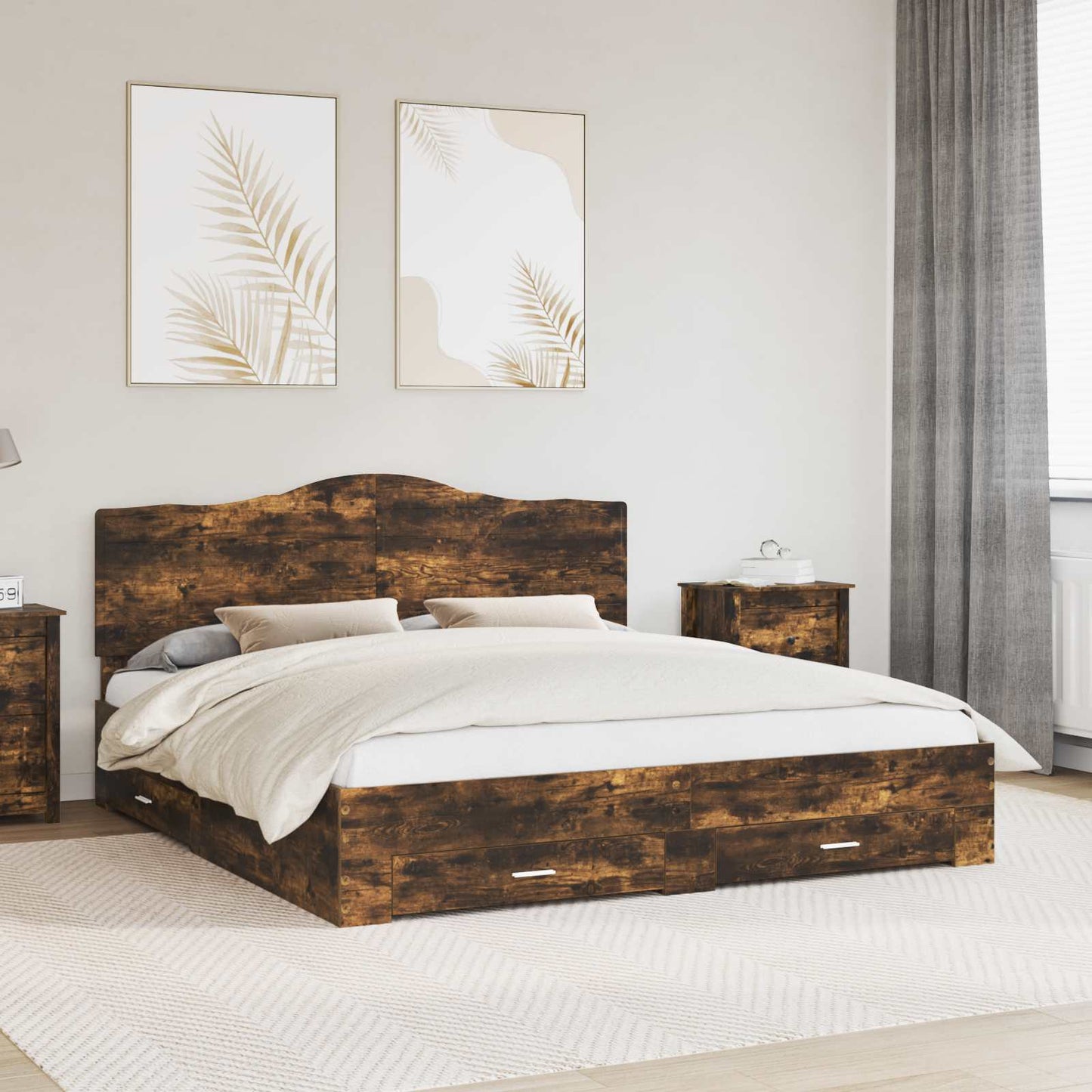 Struttura del letto Rovere fumÃ© 200 x 200 cm Legno multistrato
