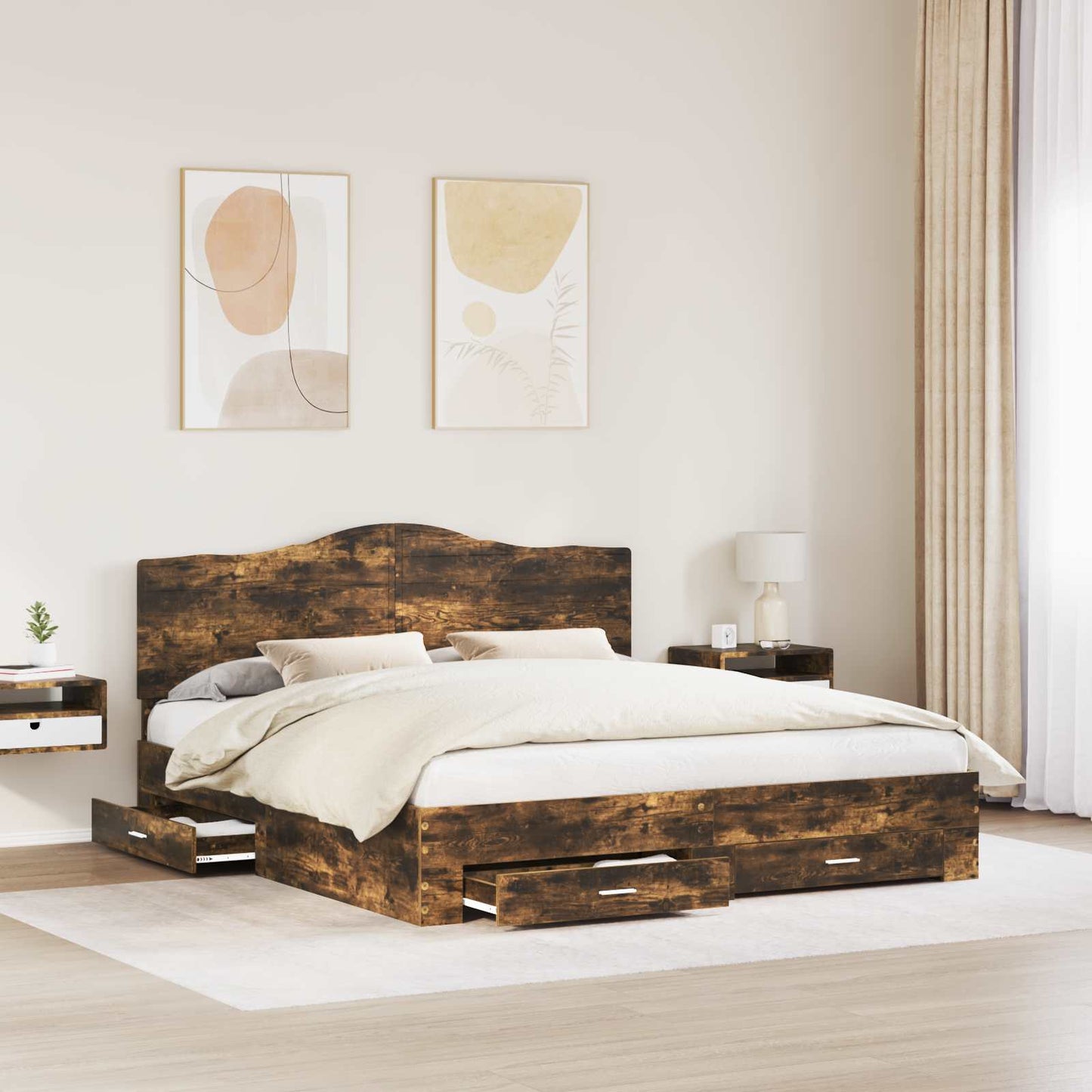 Struttura del letto Rovere fumÃ© 200 x 200 cm Legno multistrato