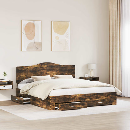 Struttura del letto Rovere fumÃ© 200 x 200 cm Legno multistrato