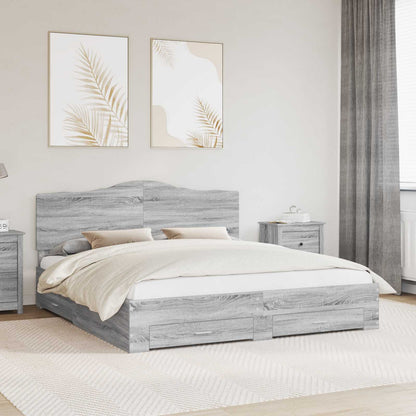 Struttura del letto con testiera Grigio Sonoma 200 x 200 cm