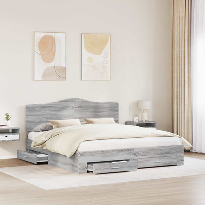 Struttura del letto con testiera Grigio Sonoma 200 x 200 cm