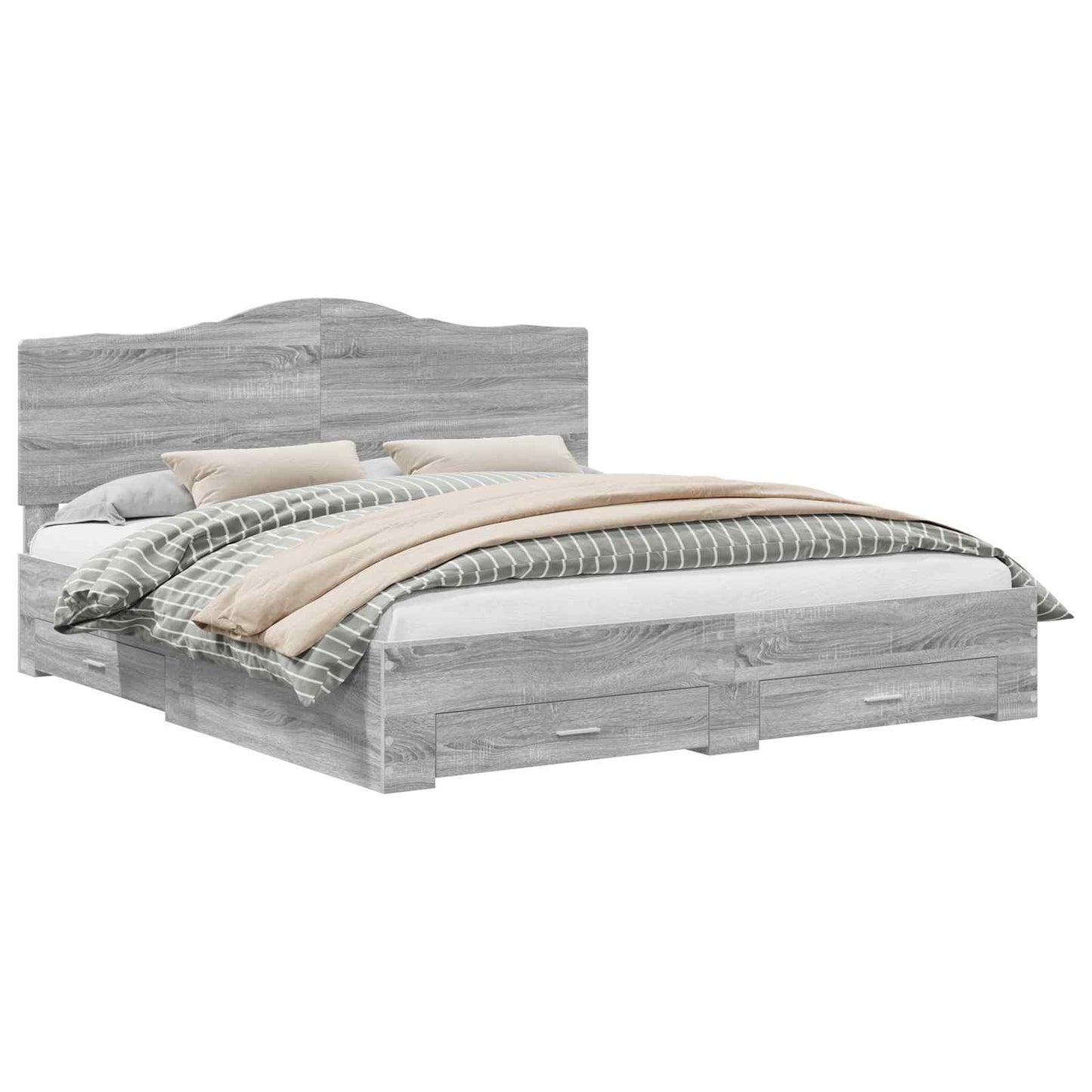 Struttura del letto con testiera Grigio Sonoma 200 x 200 cm