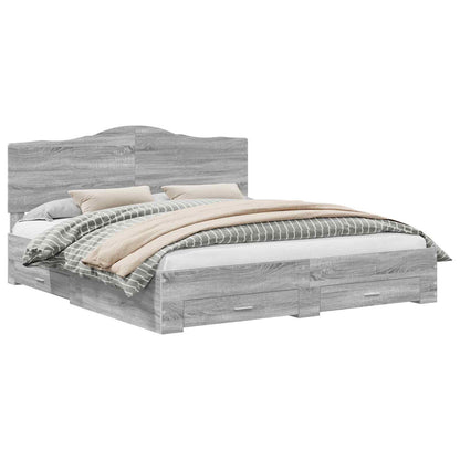 Struttura del letto con testiera Grigio Sonoma 200 x 200 cm