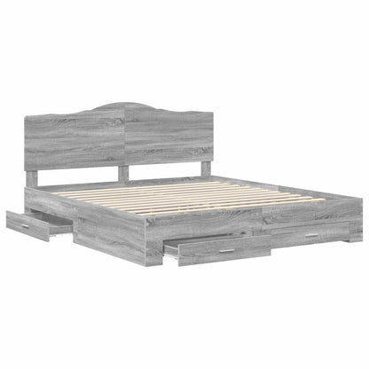 Struttura del letto con testiera Grigio Sonoma 200 x 200 cm