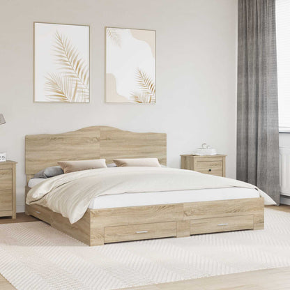 Struttura del letto con testiera Rovere Sonoma 180 x 200 cm