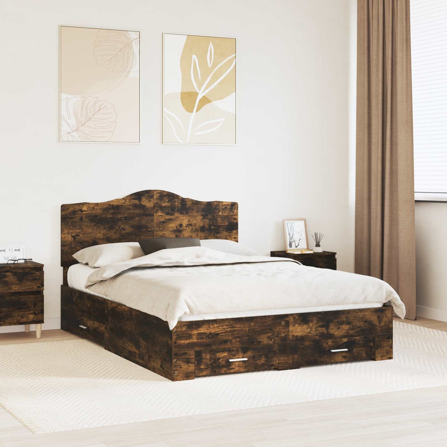 Struttura del letto Rovere fumÃ© 150 x 200 cm Legno multistrato