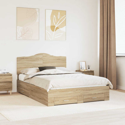 Struttura del letto con testiera Rovere Sonoma 140 x 200 cm