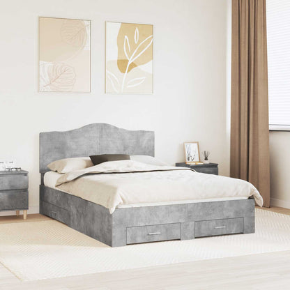Struttura del letto con testiera Grigio cemento 140 x 200 cm