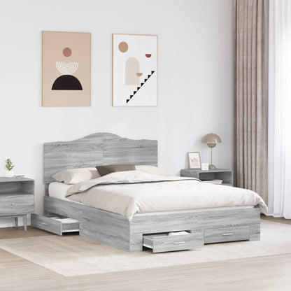 Struttura del letto con testiera Grigio Sonoma 140 x 200 cm