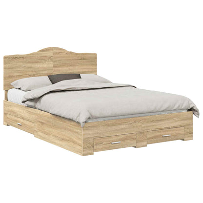 Struttura del letto con testiera Rovere Sonoma 140 x 190 cm