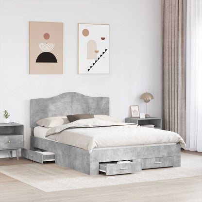 Struttura del letto con testiera Grigio cemento 140 x 190 cm