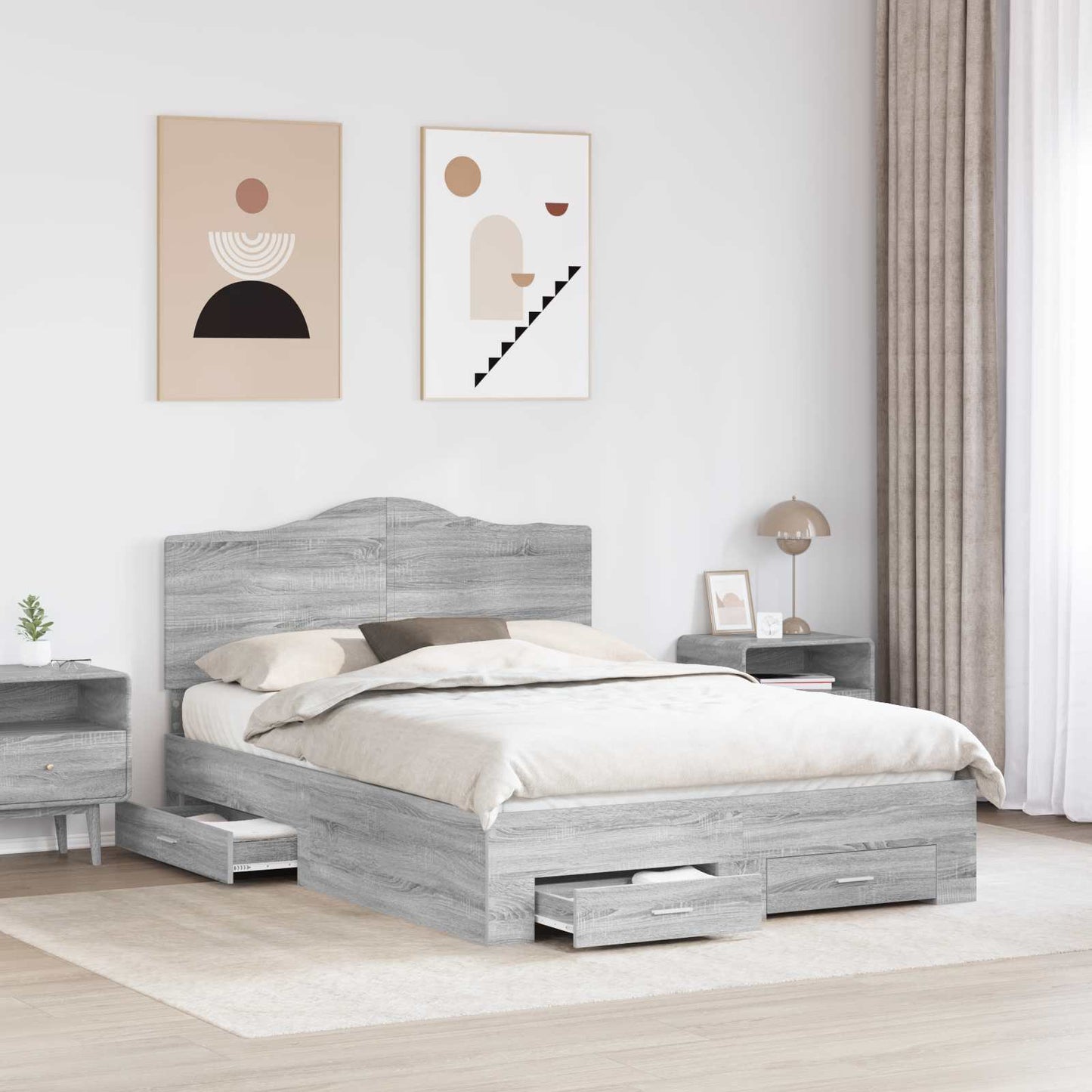Struttura del letto con testiera Grigio Sonoma 140 x 190 cm
