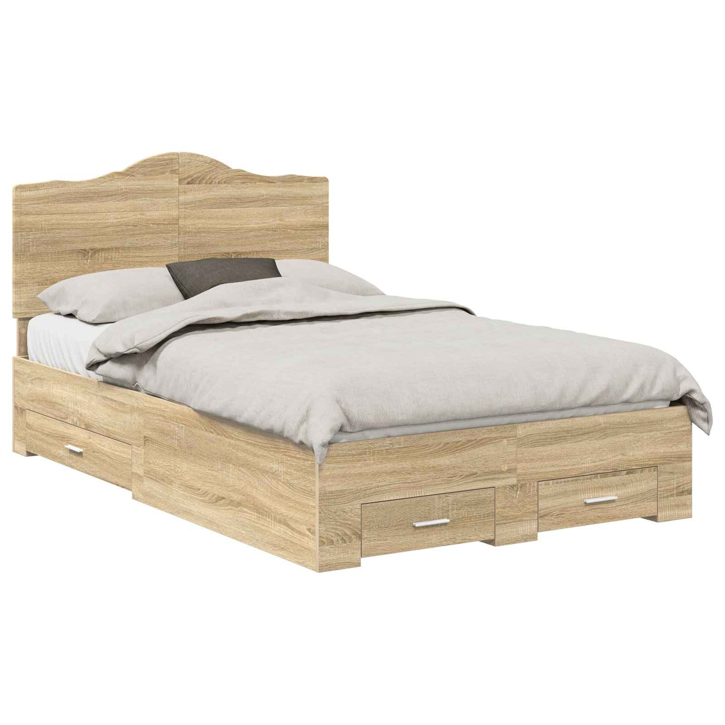 Struttura del letto con testiera Rovere Sonoma 135 x 190 cm