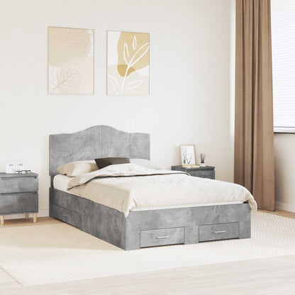 Struttura del letto con testiera Grigio cemento 135 x 190 cm