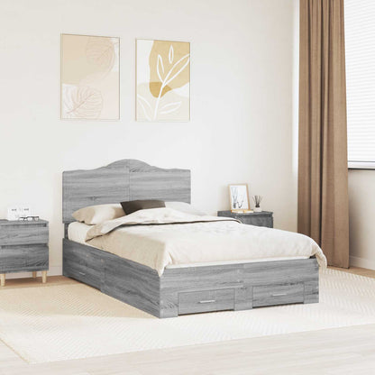 Struttura del letto con testiera Grigio Sonoma 135 x 190 cm