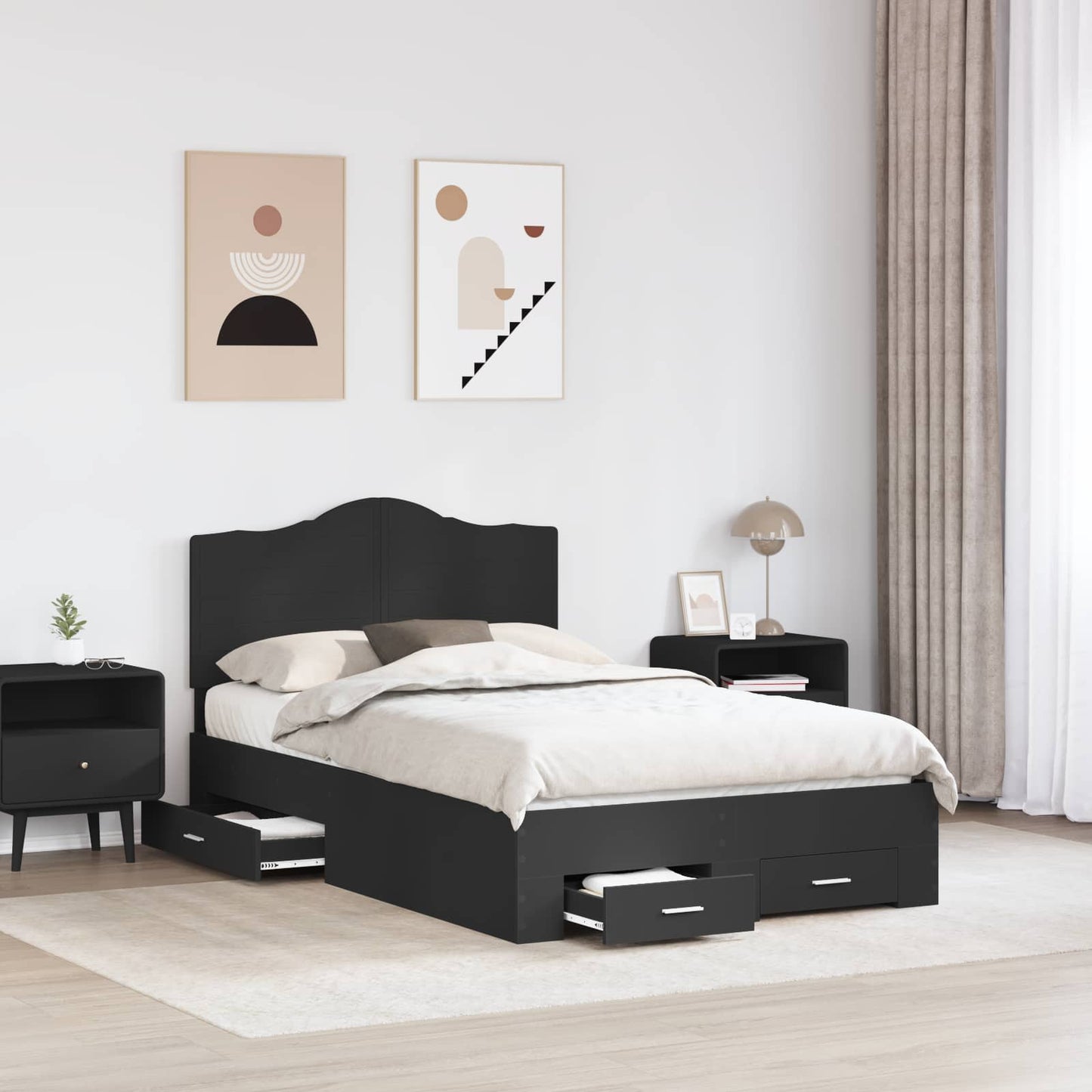 Struttura del letto Nero 120 x 200 cm Legno multistrato
