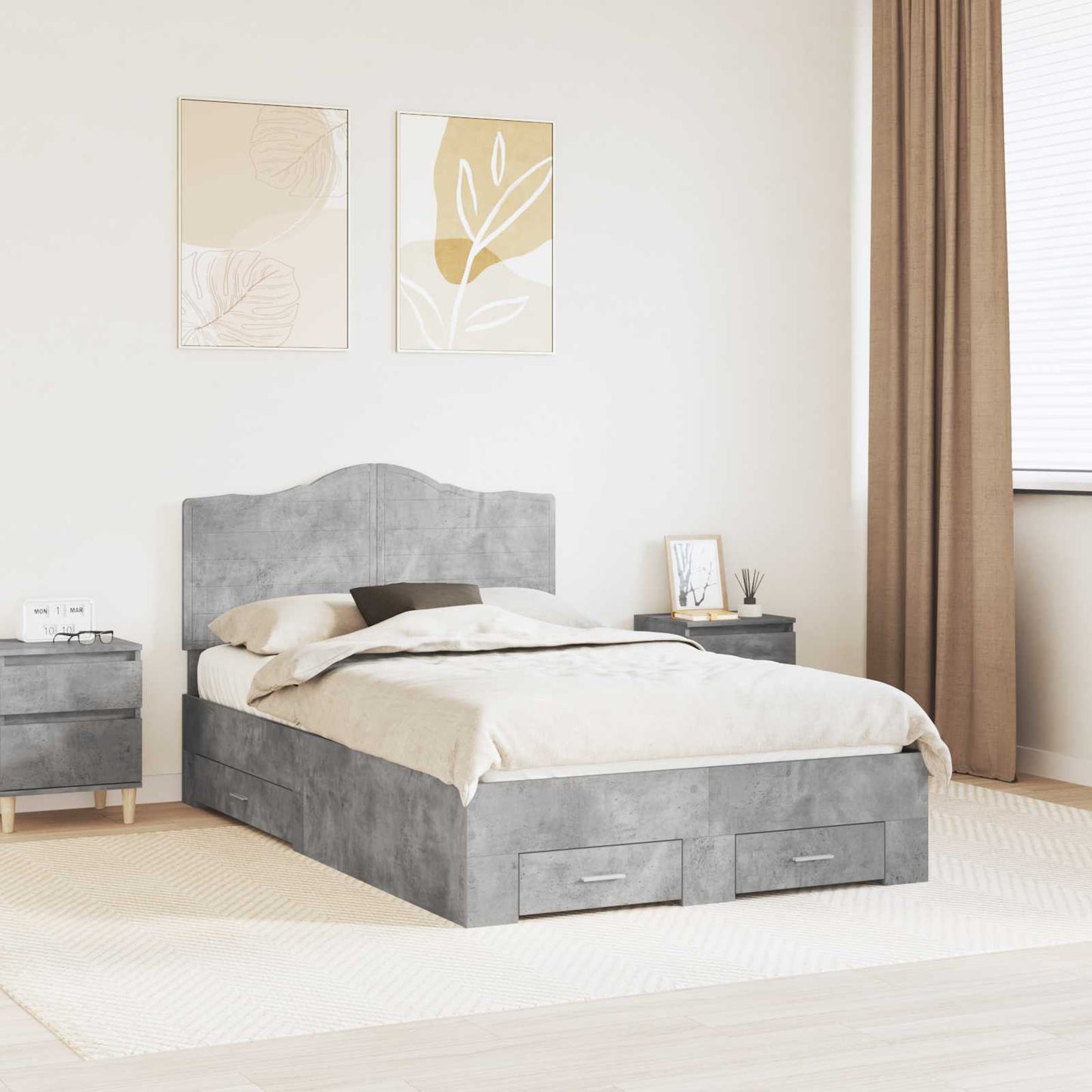 Struttura del letto con testiera Grigio cemento 120 x 200 cm