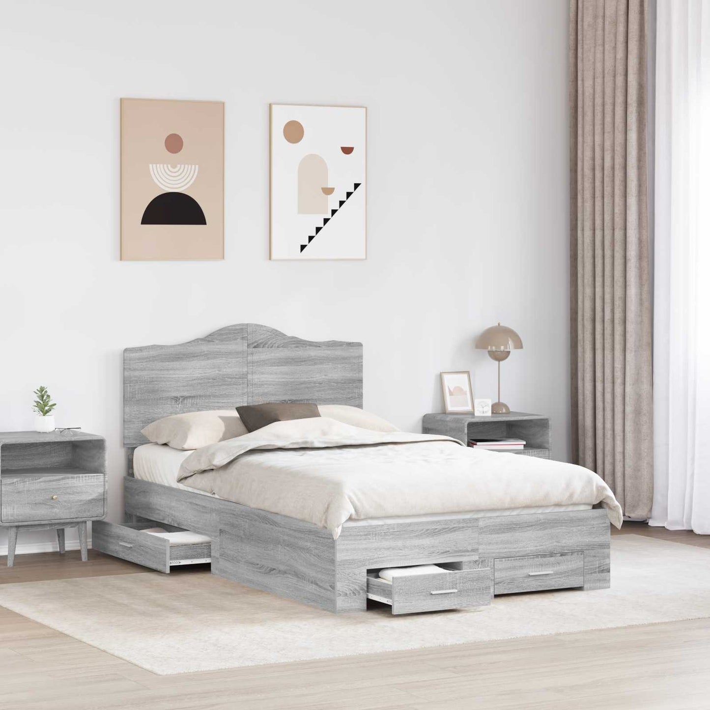 Struttura del letto con testiera Grigio Sonoma 120 x 200 cm