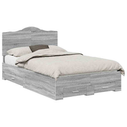 Struttura del letto con testiera Grigio Sonoma 120 x 190 cm