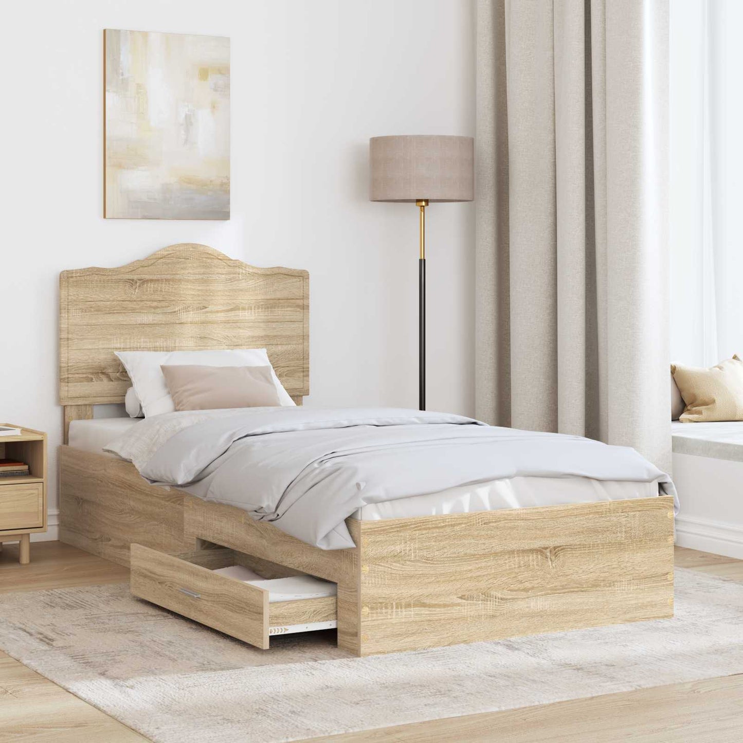 Struttura del letto con testiera Rovere Sonoma 100 x 200 cm
