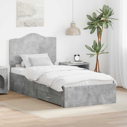 Struttura del letto con testiera Grigio cemento 100 x 200 cm