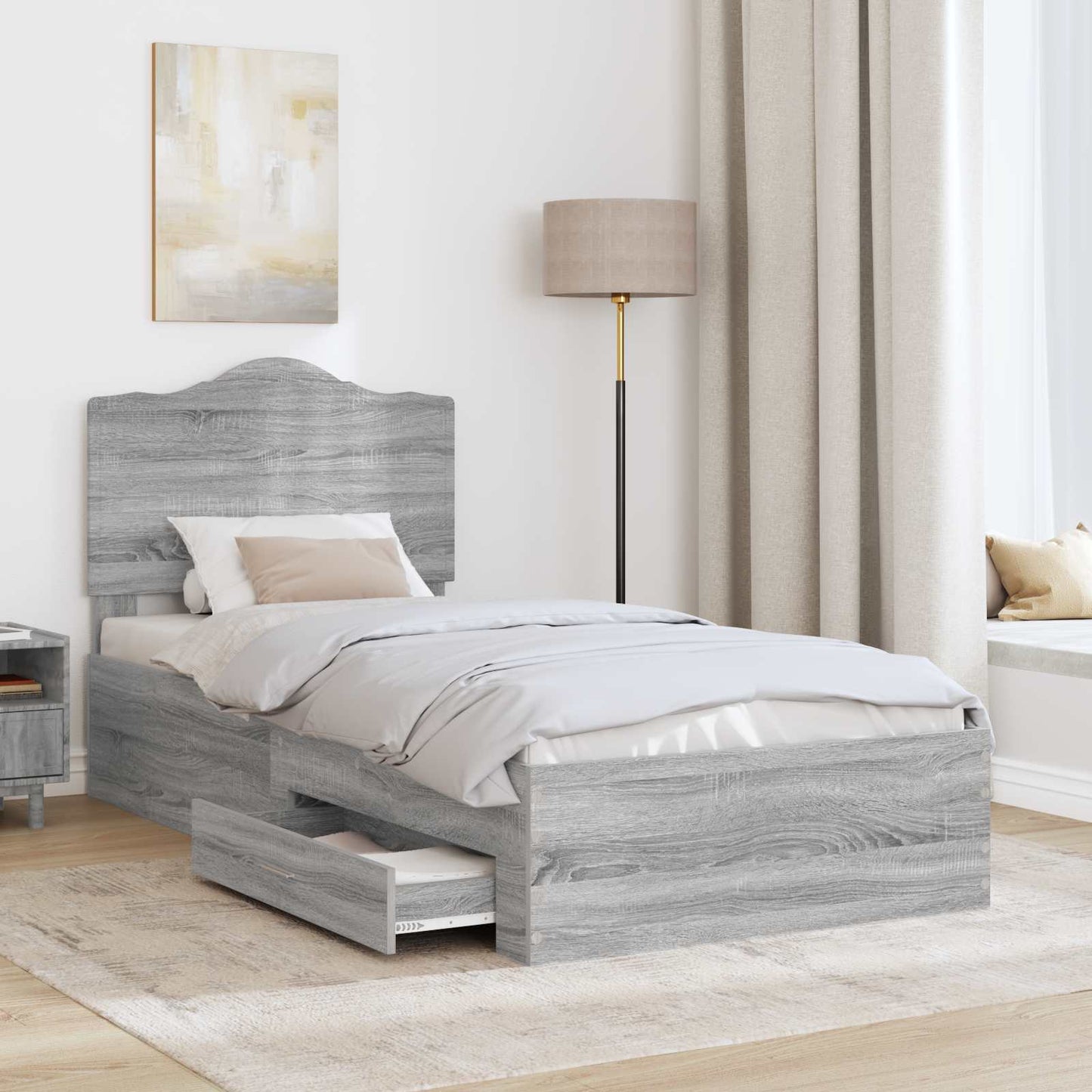 Struttura del letto con testiera Grigio Sonoma 100 x 200 cm