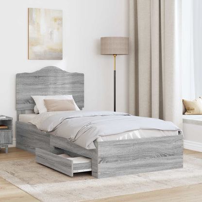 Struttura del letto con testiera Grigio Sonoma 100 x 200 cm