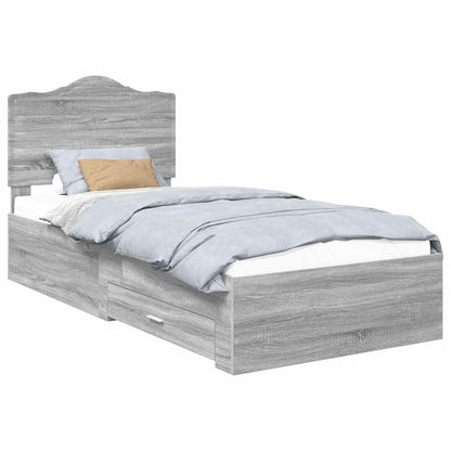 Struttura del letto con testiera Grigio Sonoma 100 x 200 cm