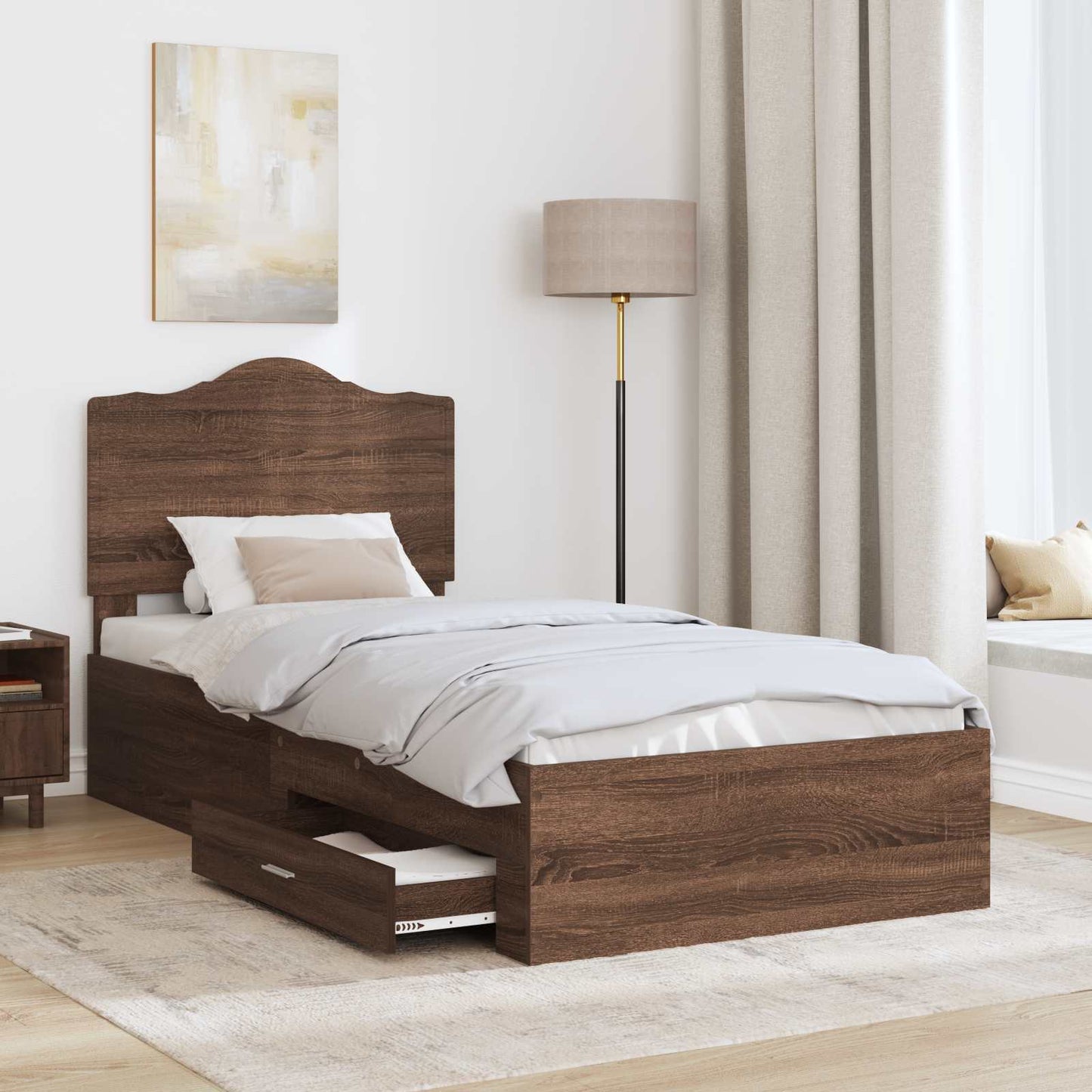 Struttura del letto con testiera Rovere Marrone 100 x 200 cm